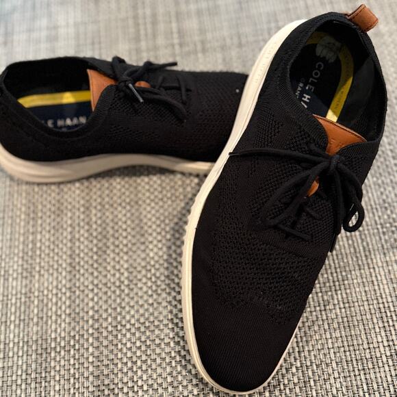 COLE HAAN Men's Grand+ Stitchlite Wing Tip Knit Flexible Oxford black/ivory 13M - Picture 2 of 8